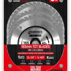 Abracs TCT 165mm Cordless Circular Saw Blade Triple Pack